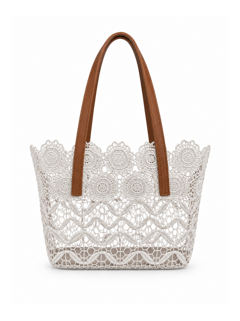 Mini Lace Shopper Bag in White