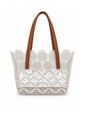 Mini Lace Shopper Bag in White