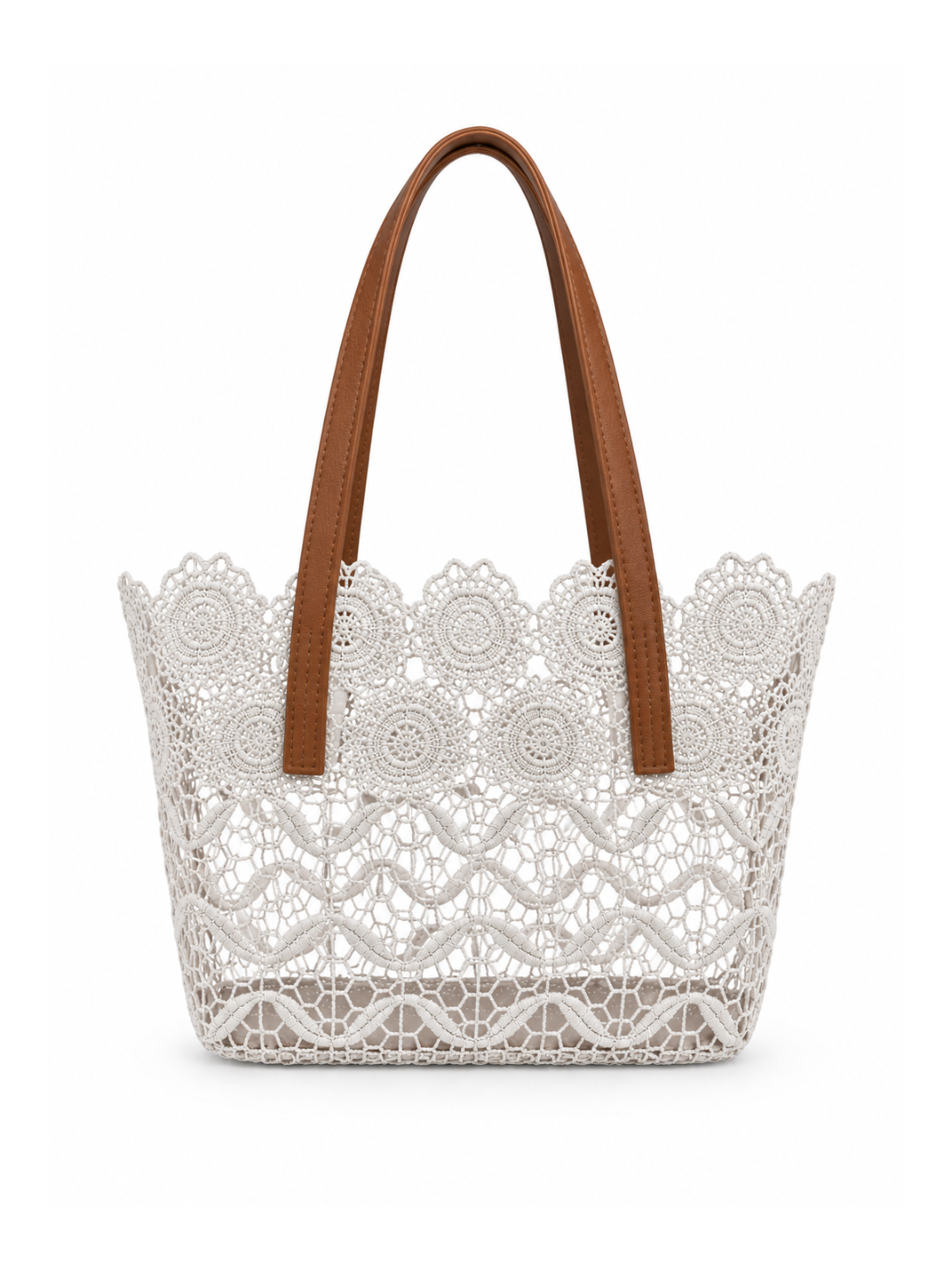 Mini Lace Shopper Bag in White