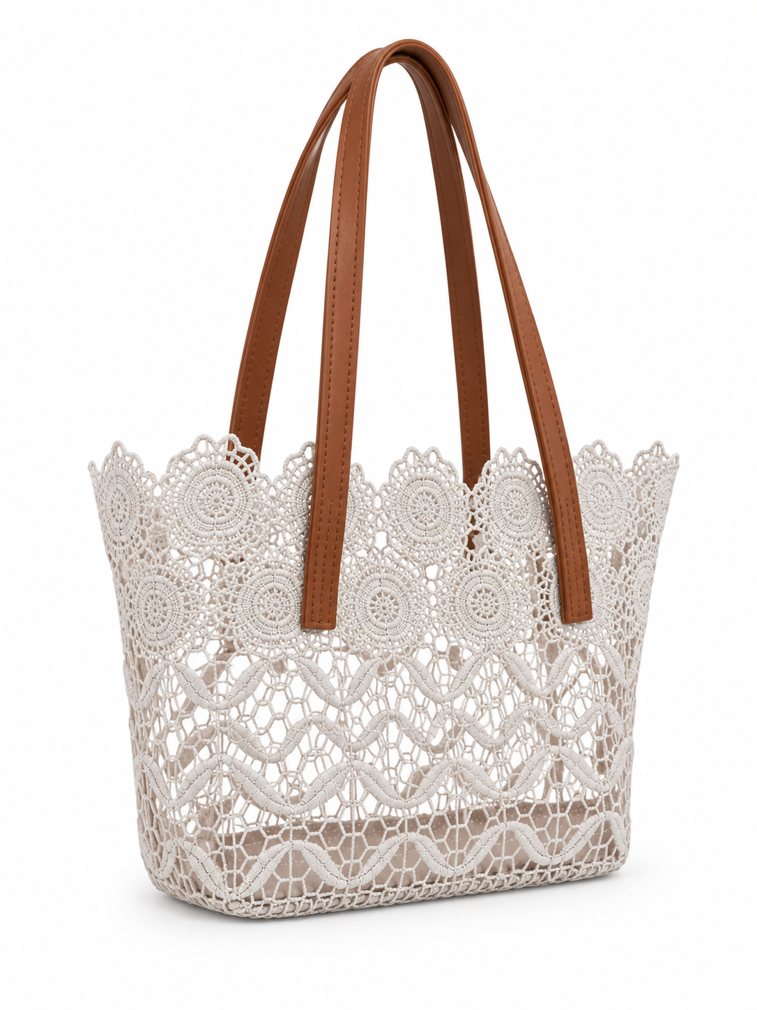 Mini Lace Shopper Bag in White